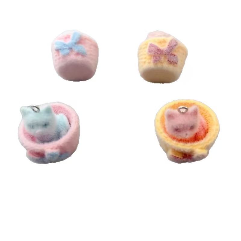 4pcs 3D plush resin cat pendan - Jewelry Making With Resin 评论和价格