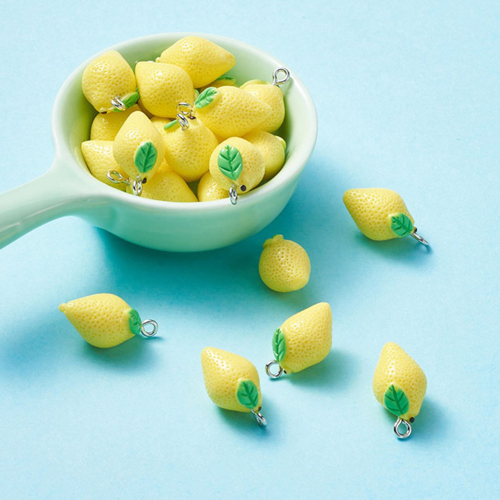 20Pcs Resin Lemon Charms Fruit - Jewelry Making With Resin 评论和价格