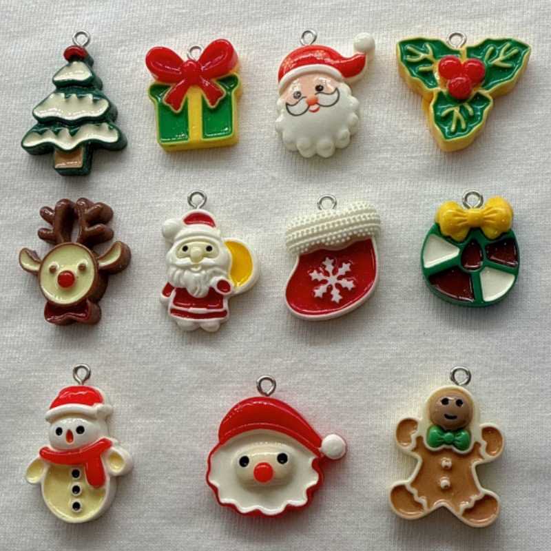 10pcs Christmas Cartoon Series - Jewelry Making With Resin 评论和价格