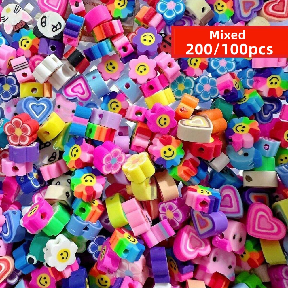 200/100pcs 9-11mm Random Style - Jewelry Making In Clay 评论和价格