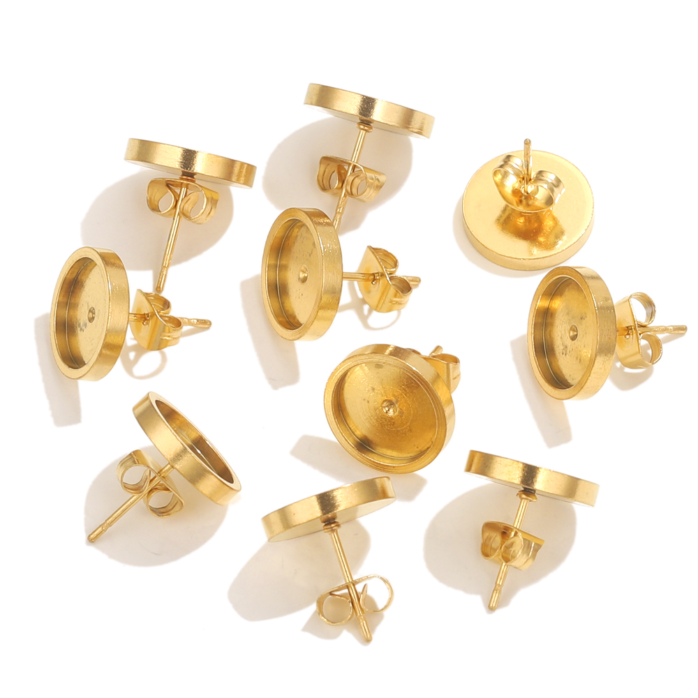 10pcs Stainless Steel Gold Ear - Jewelry Making With Resin 评论和价格