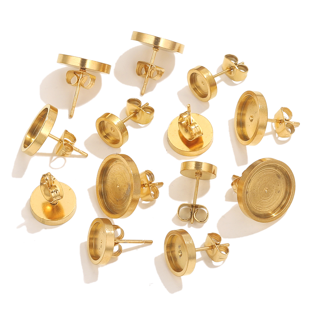 10pcs Stainless Steel Gold Ear - Jewelry Making With Resin 评论和价格